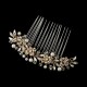 Exquisite Gold Floral Hair Comb w/ Clear Rhinestones & Austrian Crystals 8839
